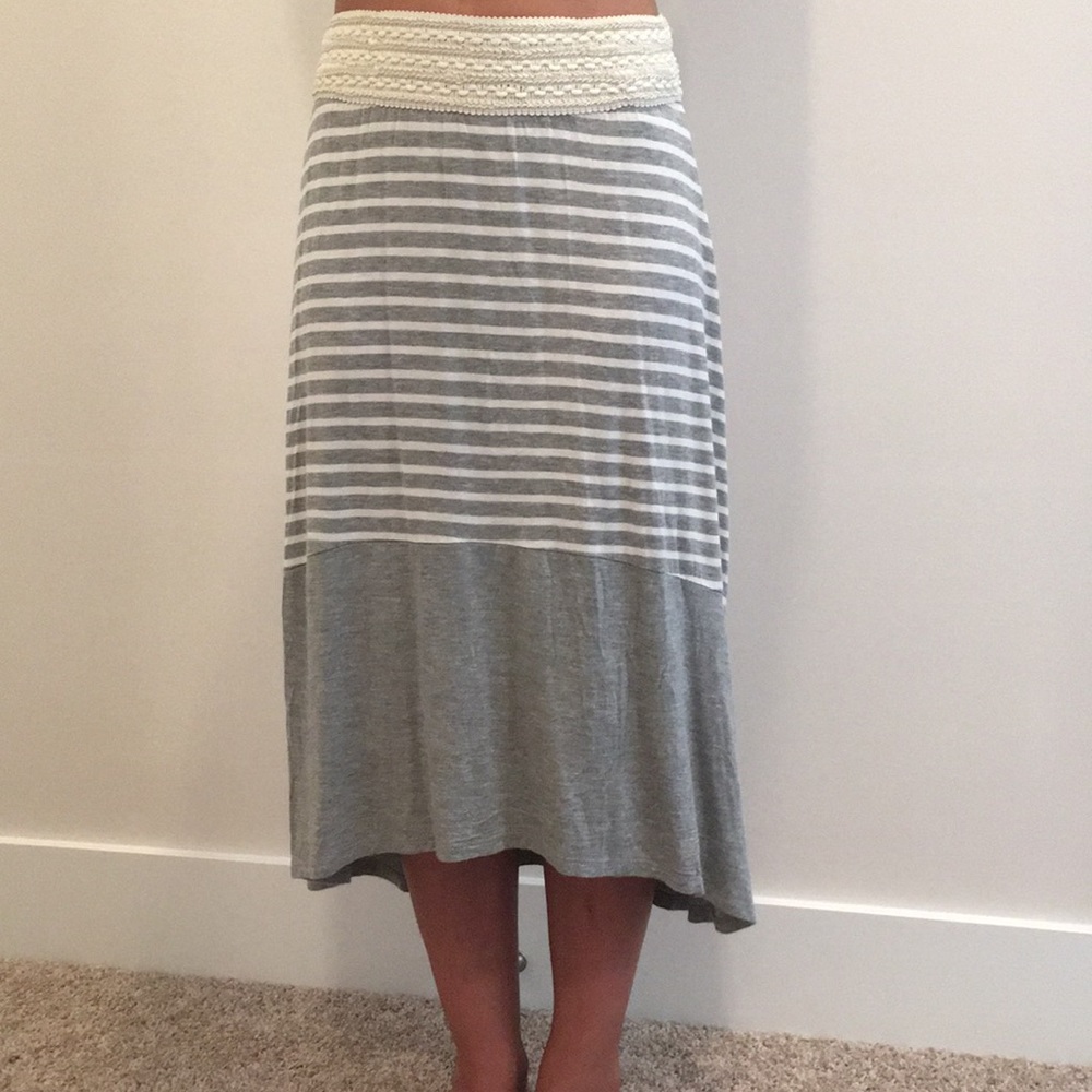 high low striped skirt